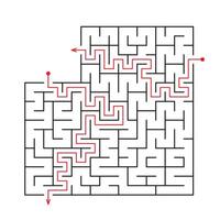 Vector illustration. Template for an educational logical game labyrinth for children with a solution. Find the right path