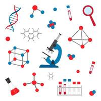 Vector illustration. Set of icons on the theme of DNA, blood test. Chemistry. Medicine