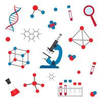 vector ilustración. conjunto de íconos en el tema de adn, sangre prueba. química. medicina