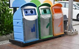 Recycle bin to separate waste before disposing. photo