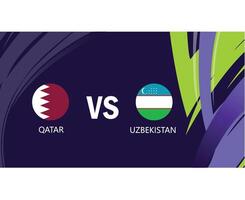 Qatar And Uzbekistan Match Emblems Flags Asian Nations 2023 Teams Countries Asian Football Symbol Logo Design Vector Illustration