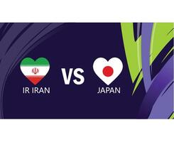 Iran And Japan Match Flags Heart Asian Nations 2023 Emblems Teams Countries Asian Football Symbol Logo Design Vector Illustration