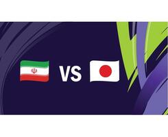 Iran And Japan Match Ribbon Flags Asian Nations 2023 Emblems Teams Countries Asian Football Symbol Logo Design Vector Illustration