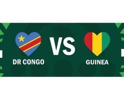 Dr congo y Guinea partido banderas corazón africano naciones 2023 emblemas equipos países africano fútbol americano símbolo logo diseño vector ilustración