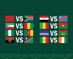 partidos emblemas banderas africano naciones 2023 equipos países africano fútbol americano símbolo logo diseño vector ilustración