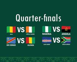 Quarter Finals Matches Flags Ribbon African Nations 2023 Emblems Teams Countries African Football Symbol Logo Design Vector Illustration