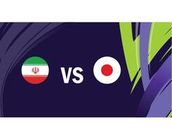 Iran And Japan Match Flags Emblems Asian Nations 2023 Teams Countries Asian Football Symbol Logo Design Vector Illustration