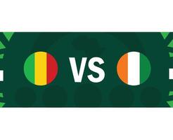 mali y Marfil costa banderas partido emblemas africano naciones 2023 equipos países africano fútbol americano símbolo logo diseño vector ilustración