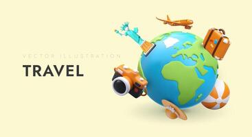 Travels around globe. Professionally organized trips to different countries vector