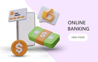 Secure access to your bank account from phone. Online banking advertising vector