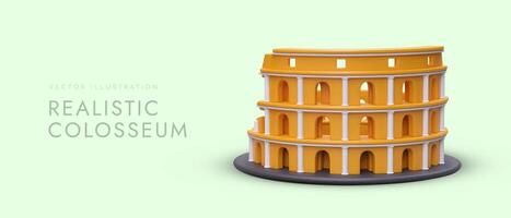 Vector realistic image of Colosseum. Acquaintance with famous architectural monuments of world