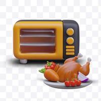 Modern oven with hot air ventilation. Electrical equipment for baking meat vector