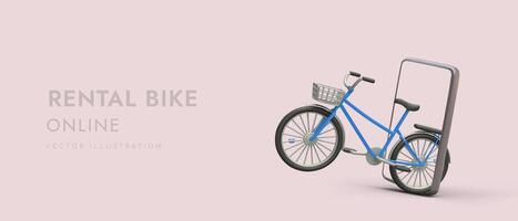 Bike rental online. App for selecting bicycle of optimal size and design vector