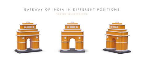 3d puerta de India desde diferente anglos. arquitectónico punto de referencia en Mumbai vector