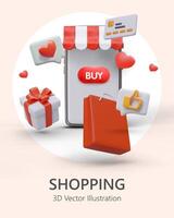 Be in time to buy necessary product with special phone application vector