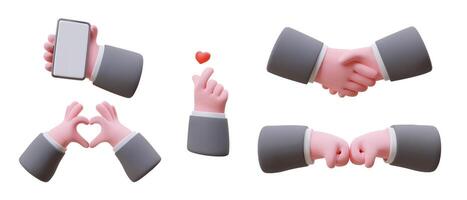 Gesture language in social networks. Set of 3D illustrations about positive user reactions vector