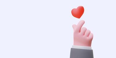 3d hand sends like. Men fingers catch little red heart. Sign of declaration of love vector