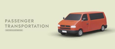 Passenger transportation. Advertising banner of transport company, illustrated with bright 3D car vector