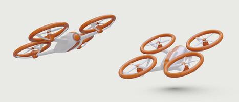 Quadcopter in operation. 3D image of drone with four motors vector