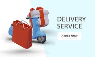 Modern delivery service. Gifts from secret admirer. Horizontal poster for web design vector