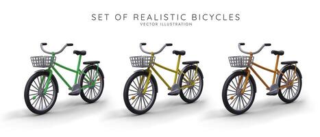 Set of realistic bicycles for teenagers and adults vector