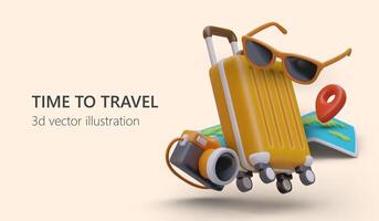 Time to travel. Search for optimal tour, location selection. Advertising of tourist business vector