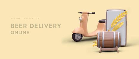 Order beer delivery online. Fast and timely delivery of drinks vector