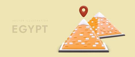 Web page with orange pyramids in different position with place for text vector