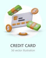 Cashback for payment by credit card. Vertical vector concept for bonus program advertising