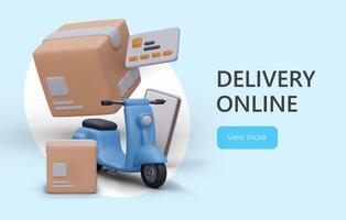 Fast delivery of purchases, parcels, food. Advertising of courier services vector