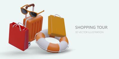 Shopping at resort. Safe tours of local markets and shops. Proven guides and drivers vector