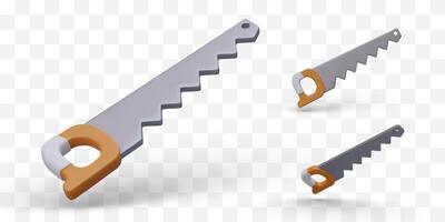 3d realistic saw in different positions. Repair tool, wood concept vector