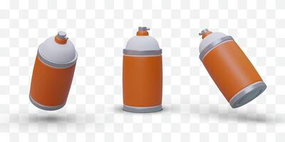Set of 3D cans with sprayer. Sprays for repair, construction, painting works vector