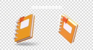 conjunto de 3d cuadernos con naranja cubrir en diferente posiciones vector