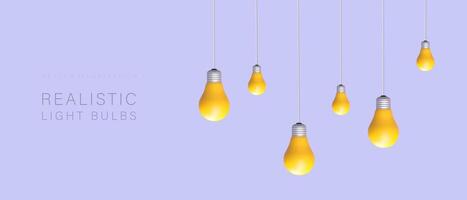 3d realistic garland of lamps in different sizes. Indoor lighting concept vector