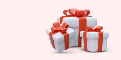 3d realista regalo recopilación. regalos para familia y amigos concepto vector