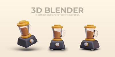 Composition with realistic blender in different positions vector