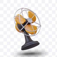 Side view of realistic portable fan in black and yellow colors vector