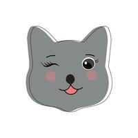 Cat pet head face icon, Vector illustration of funny cartoon cats, Cat face with various expressions and patterns vector illustration flat design. Eps 10