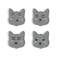 Cat pet head face icon, Vector illustration of funny cartoon cats, Cat face with various expressions and patterns vector illustration flat design. Eps 10