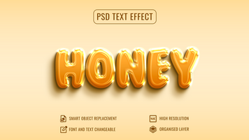 honey psd text effect mockup template, glossy editable 3d layer style