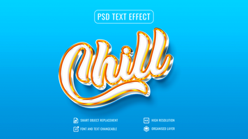 shiny chill 3d text effect with customizable background psd