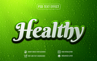 Healthy psd text effect with editable waterdrop background