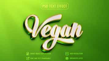 Vegan psd text effect 3d mockup template