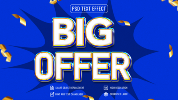 Shiny 3d text effect style psd mockup for big offer promotion