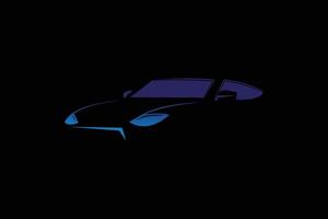 blue car in negative space on black background vector