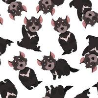 Seamless pattern of cute Australian Tasmanian devils vector