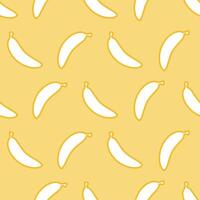 Yellow seamless pattern of flat bananas with outline vector