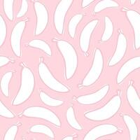 Seamless pattern of white flat bananas on pink background vector