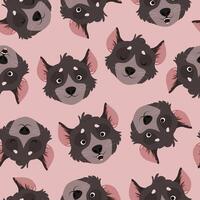 Seamless pattern of Tasmanian devil heads vector